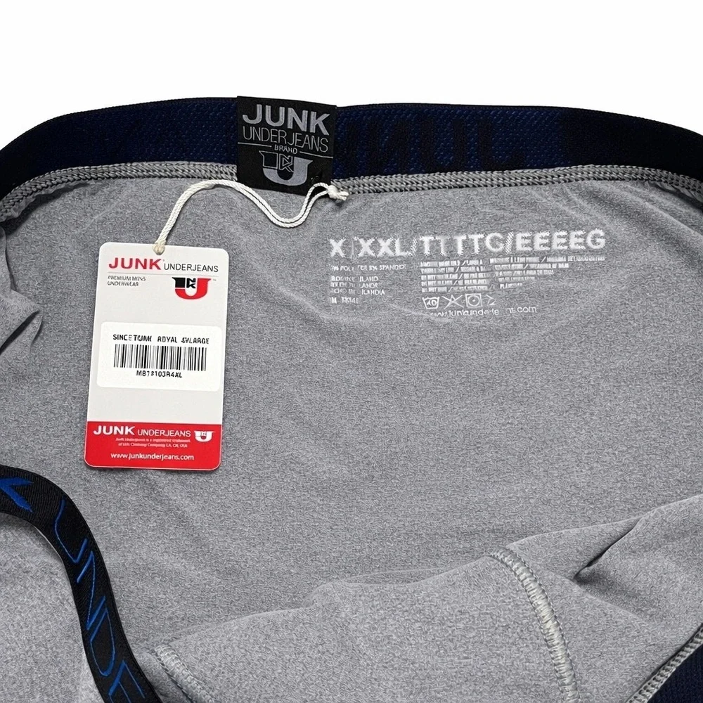 JUNK Underjeans Mens Royal Vibe Trunk Boxer Briefs Gray Blue Size 4XL/XXXXL NEW